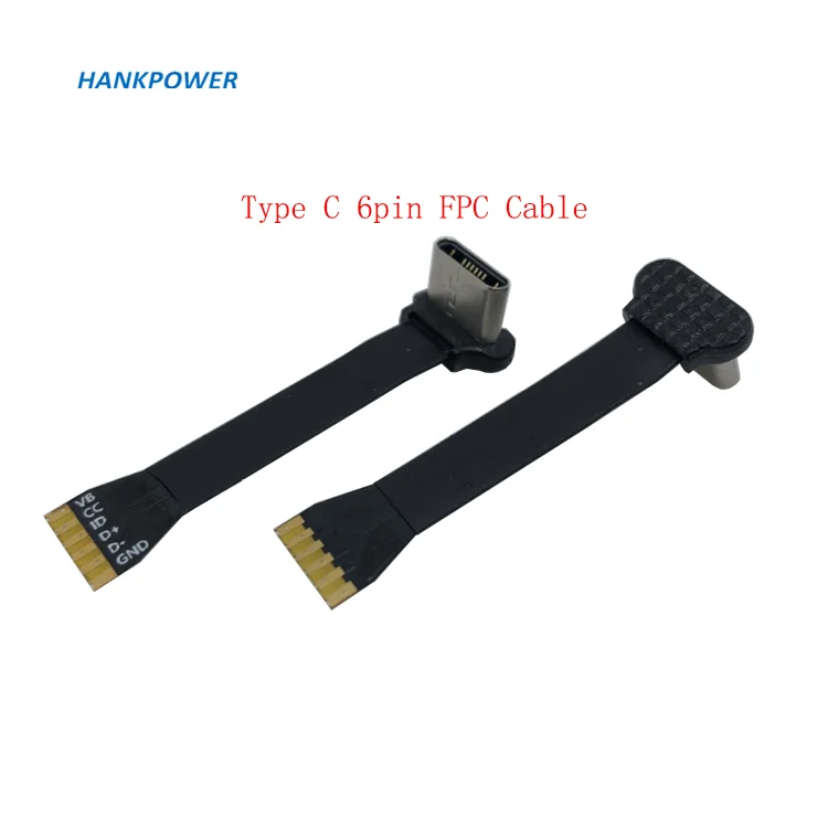 Right Angle USB C Plug FPC 6 Pin Flat Cable - Type C Male for Wireless ...