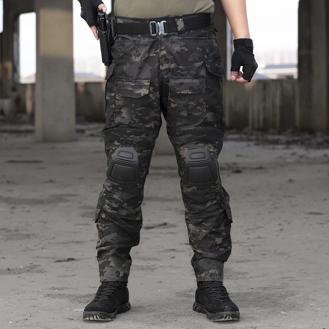 IDOGEAR G3 Combat Pants Knee Pads - Tactical Protective Pads For Military, Airsoft, Hunting (Black, Dark Earth)