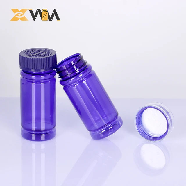 Global Exporter PET Pill Bottle 200ml 6.8oz Transparent Purple Glossy Finish 41mm Neck Custom Colors