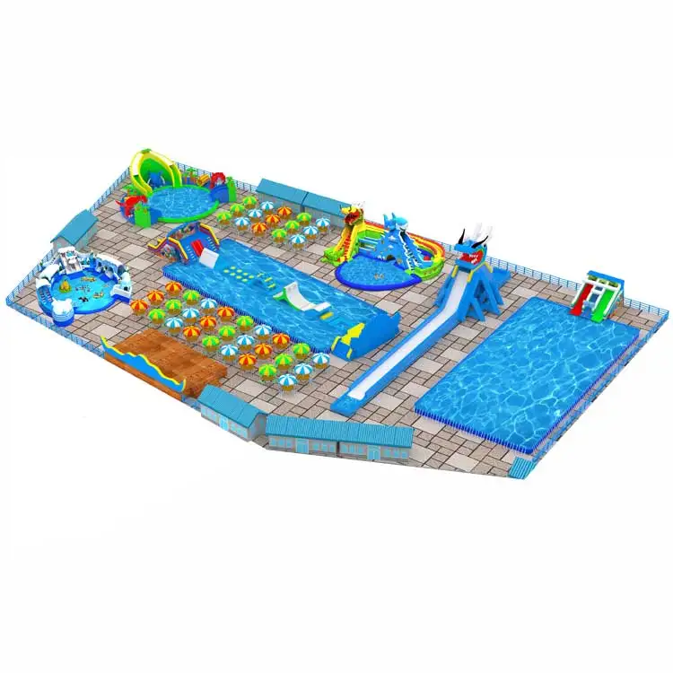 Giant Inflatable Shark Water Slide Outdoor Amusement Park Waterslide