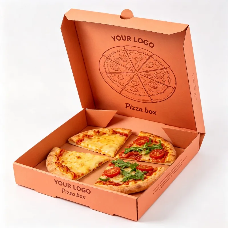 Mattierter quadratischer Wellpappen-Pizzakarton, umweltfreundlich, recycelbar, fettbeständig, stapelbar, Fast-Food-Karton für 12-Zoll-Pizza-Verpackung
