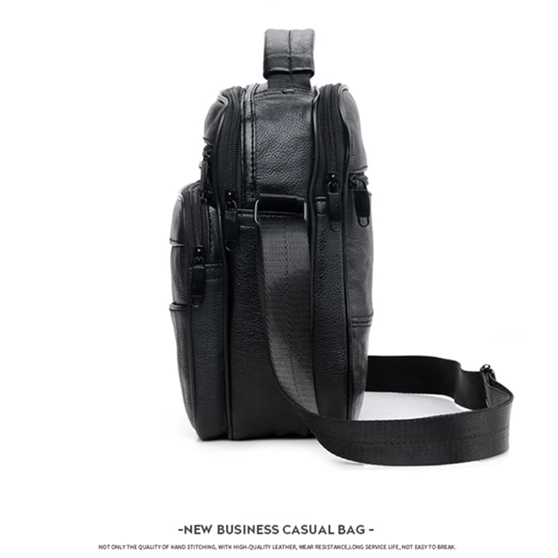 Men's Genuine Leather Shoulder Bags Male Fashion Casual Bussiness Black Cross-body Bag