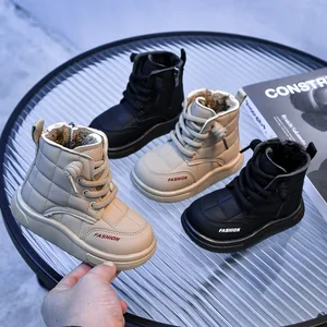 Korean Styles Kids Shoes Soft-soled Bread Shoes Boys' Snow Boots Coral Fleece Sports Ankle Boots Footwear