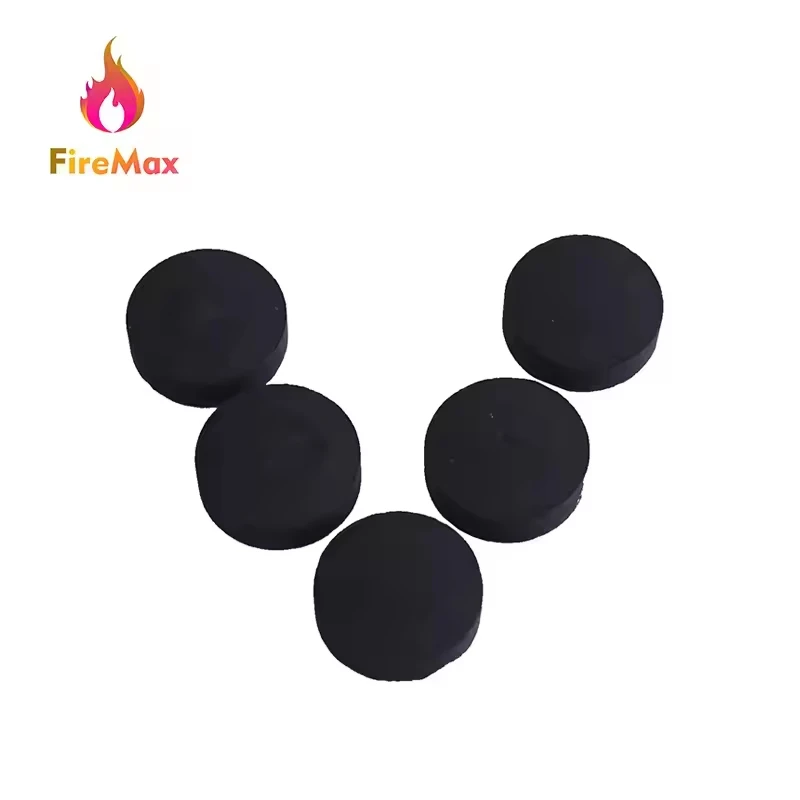 FireMax Hardwood Bamboo Quick Hookah Charcoal for Incense Shisha Charcoal 22mm-60mm Round Black Long Burning Time Charcoal