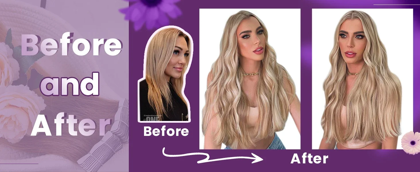 Laavoo Tape in Extension per capelli umani 20 pezzi, con effetto evidenziatore, capelli veri naturali Remy, lisci, con trama in pelle, con nastro in extension per capelli_voghion.com