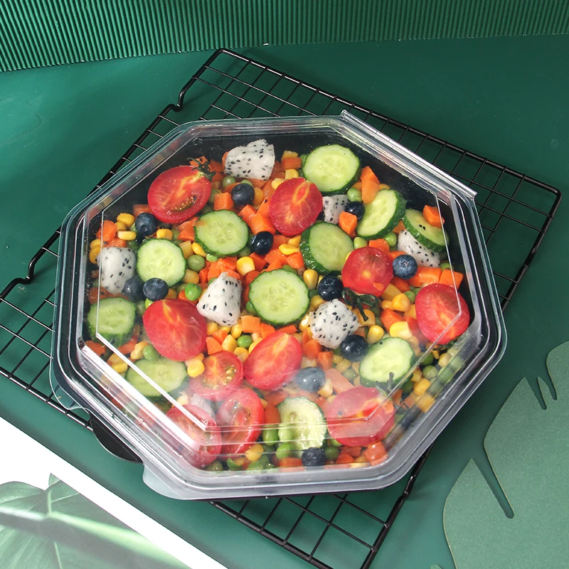 Großhandel Hochwertige Einweg-plastik Achteckige Behälter Lebensmittel-plastikbehälter Takeaway-box Für Speisen