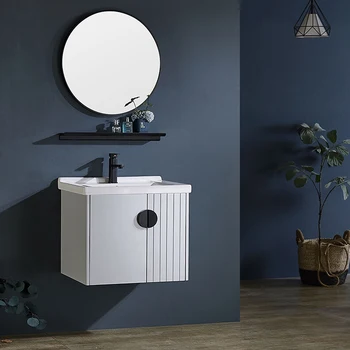 Hotel modern ceramic wash sinks mirror cabinet bathroom cabinet 60-100 mm plywood bathroom vanity