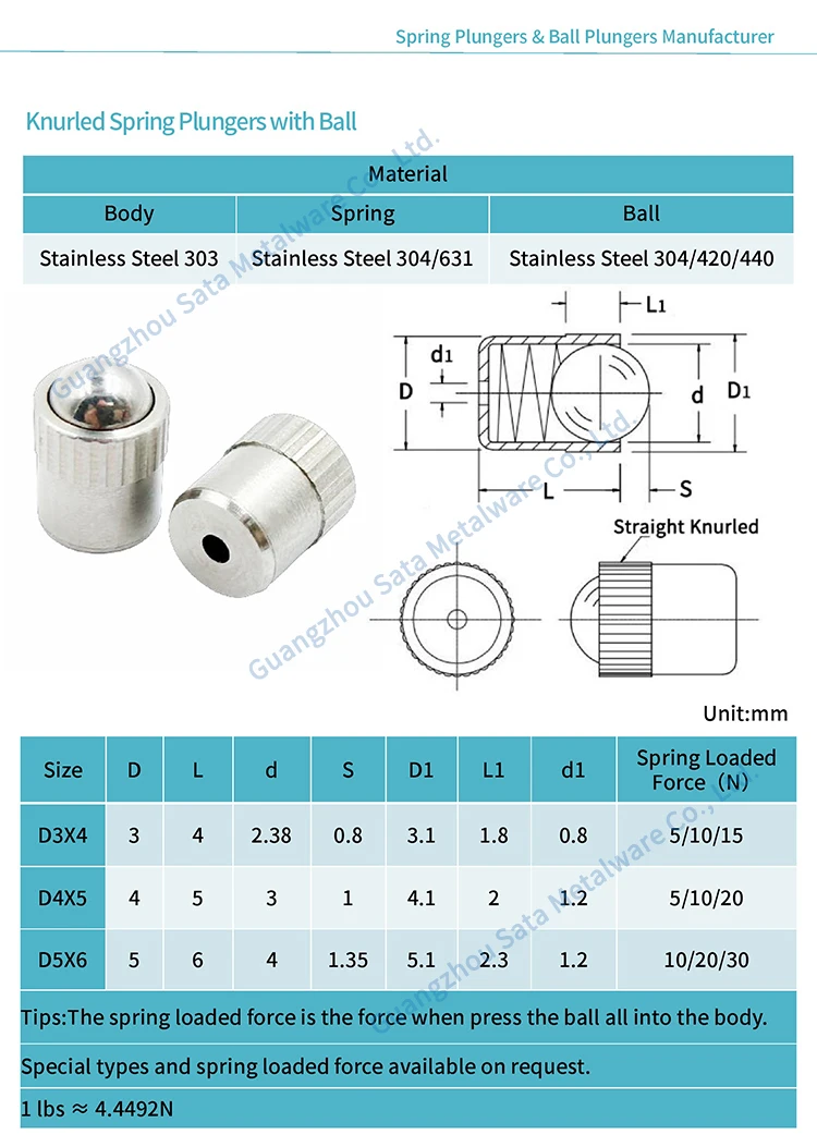 Customized Knurled Press Fit Spring Plungers With Ball Buy Knurled