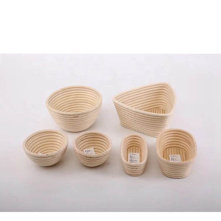 Set Di 2 Cestini Per Lievitazione In Rattan - Rotondo E Ovale Con Federe In Tessuto - Fatto A Mano Indonesia - 4