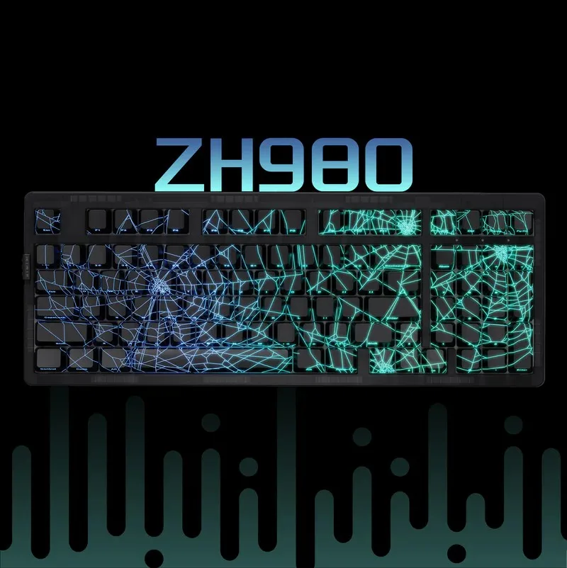 ZORNHER ZH980 スパイダーネットキーカップ 透明メカニカルキーボード