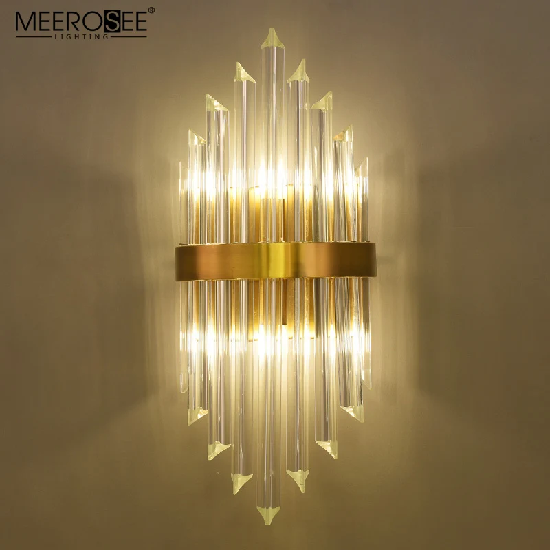 MEEROSEE New products golden finishing crystal wall lamp Bronze Wall Sconces for hotel villa home MD86727