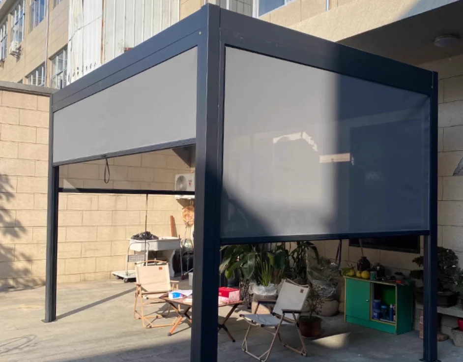 Modern Design Pergola Waterproof Aluminium Frame Electric Features Durable Steel Stainless Garden Decorative Terrace Metal Cover