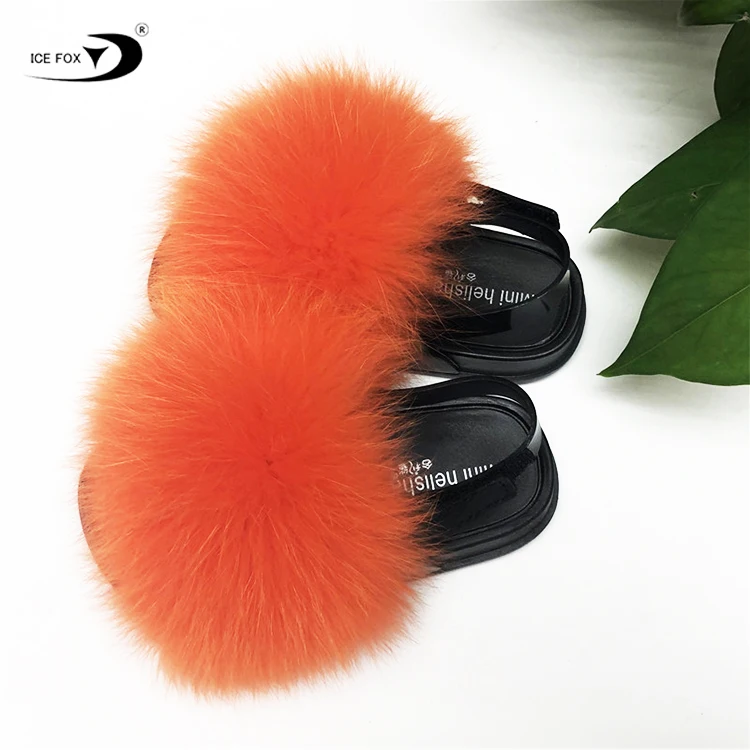 Детские меховые сандалии на заказ, детские пушистые сандалии из натурального Лисьего меха на плоской подошве, милые меховые сандалии для малышей