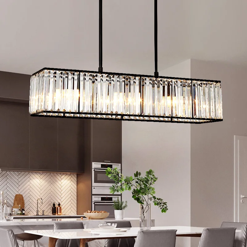 Meerosee Rectangle Vintage Chandelier Kitchen Island Rustic Pendant Farmhouse Industrial Chandeliers Ceiling Light MD86796