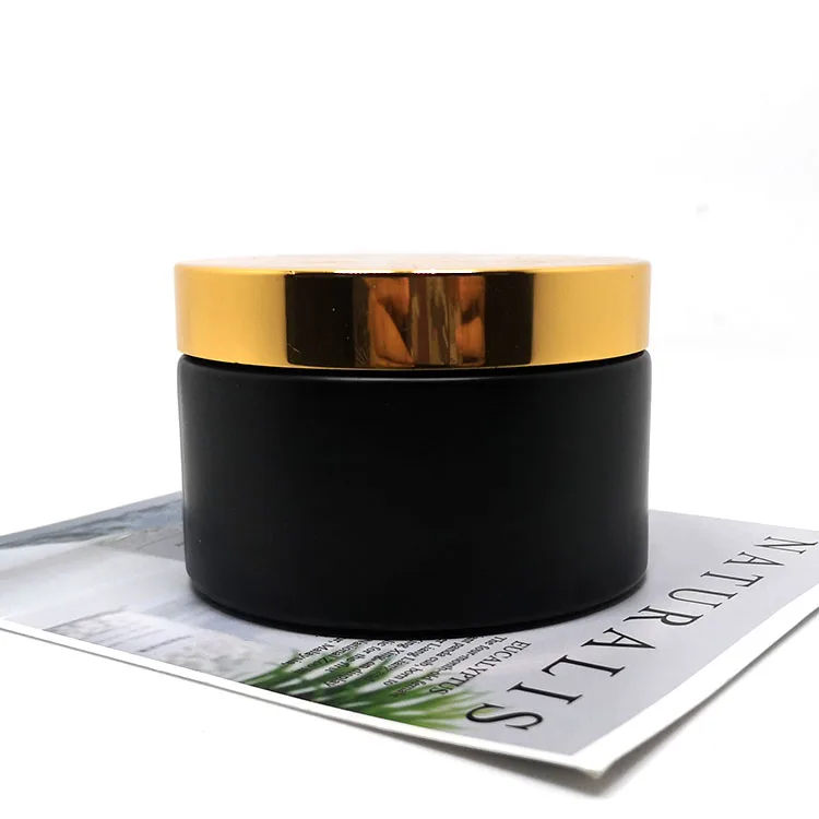 2 Oz Empty Body Scrub Jars Matte Frosted Amber Black Glass Cream Jar With Silver Screw Caps