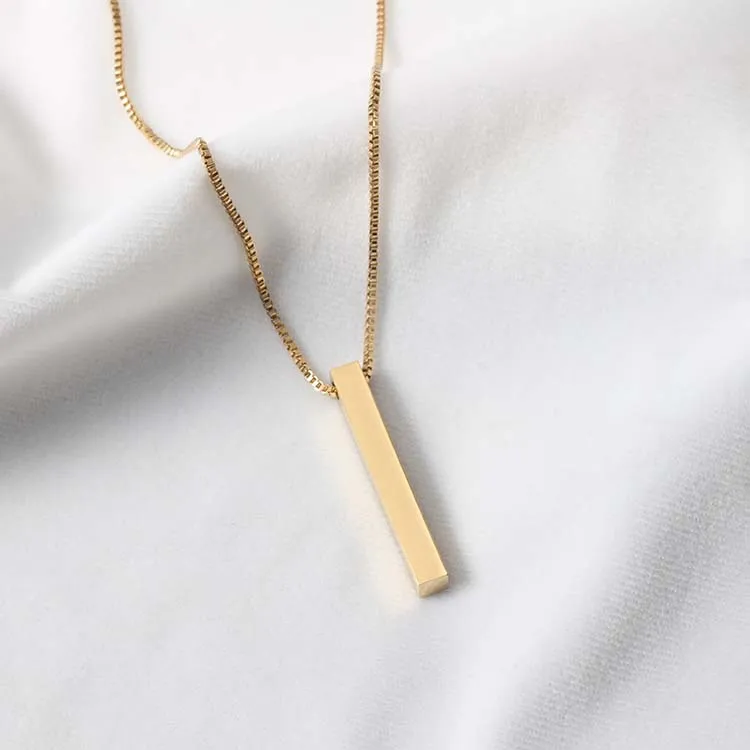 Chain 3D Bar Pendant Necklace