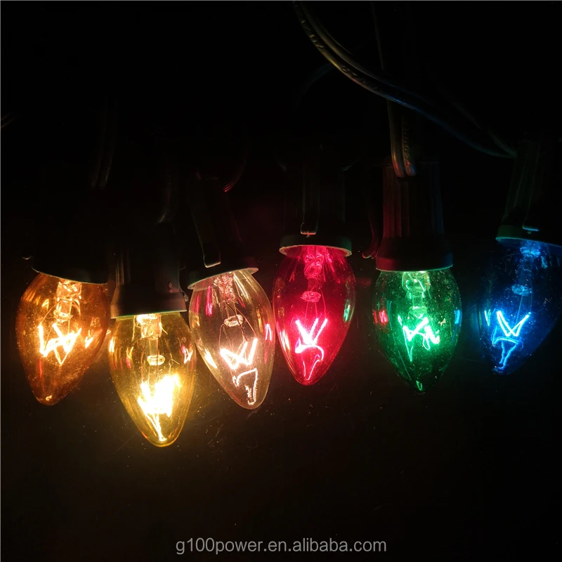 Best C7 Decorative Multicolor Transparent Incandescent Christmas Light Bulb 130 Volt 60HZ