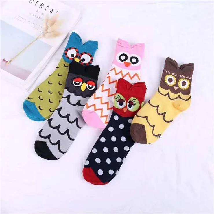 HF Women socks Amazon in tube cat pattern cotton socks casual striped stockings socks