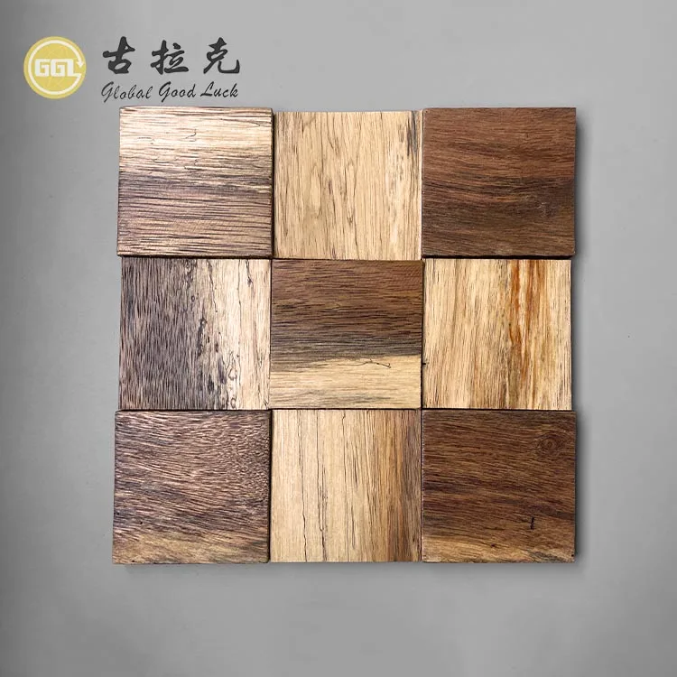 Square Nature Wood Wall Mosaic Decor Board Living Room Bedroom Background Wall Mosaic details