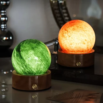 Christmas Thanksgiving LED Amethyst Glass Night Light Cute Indoor Desk Table Lamp Warm White Light Emission for Bedroom Children