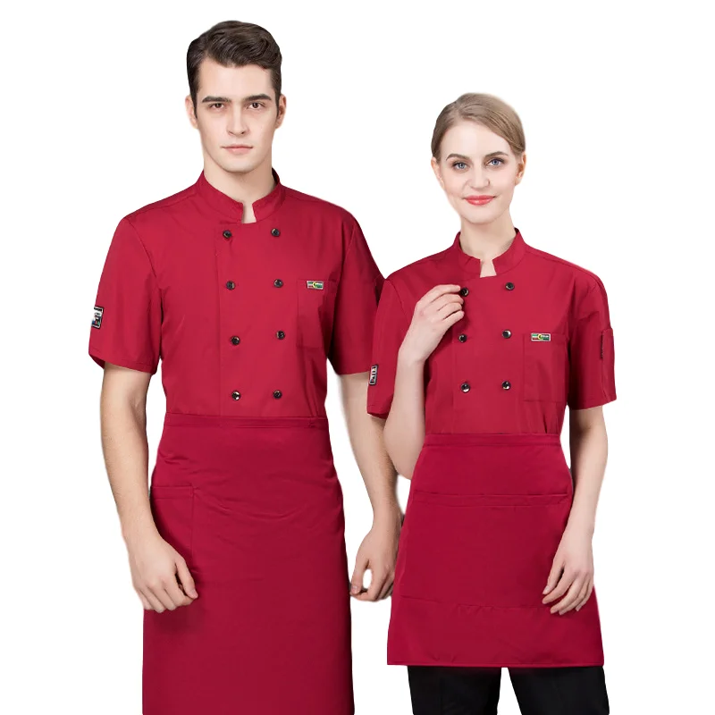 2021 best selling wholesales chef kitchen bar uniform red color restaurant hotel chef coat jackets custom