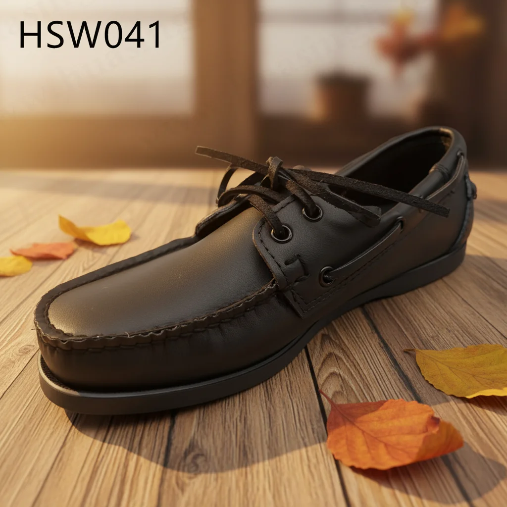 ZYF,Social Gathering Lace up Style Full Black Casual Boat Shoes Leisure Travel Relieve the Stress Penny Shoes for Sale HSW041