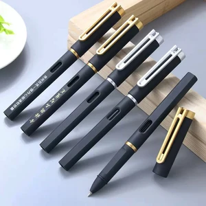Popular Office Writing Pen Advertising Promotional High Quality Black Rubber Finished Plastic Gel Pen with Custom Logo Imprint