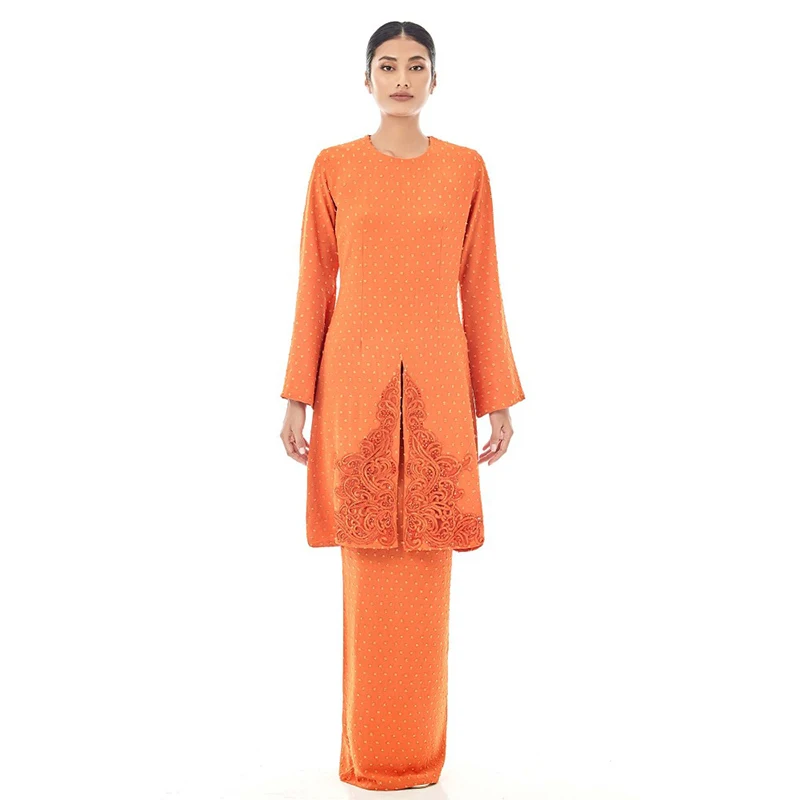 peplum dress malaysia Wholesale Elegant Winter Traditional Women Clothing Latest Lace Malaysia  Peplum Muslim Navy Baju Kurung Dress