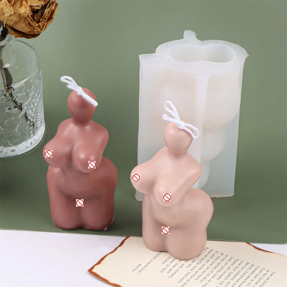 Exaggerated Big Breast Butt Female Body Candle Making Silicone Molds Abstract Woman Resin Small Chest Human Torso Statue Tool