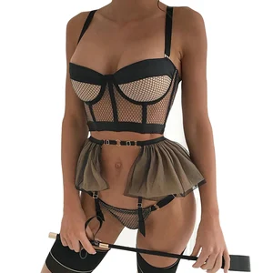 2023 New Arrivals High Quality Women Lace Nuisette Pour Nuit Sexy Babydoll Lingerie Set Firm Control