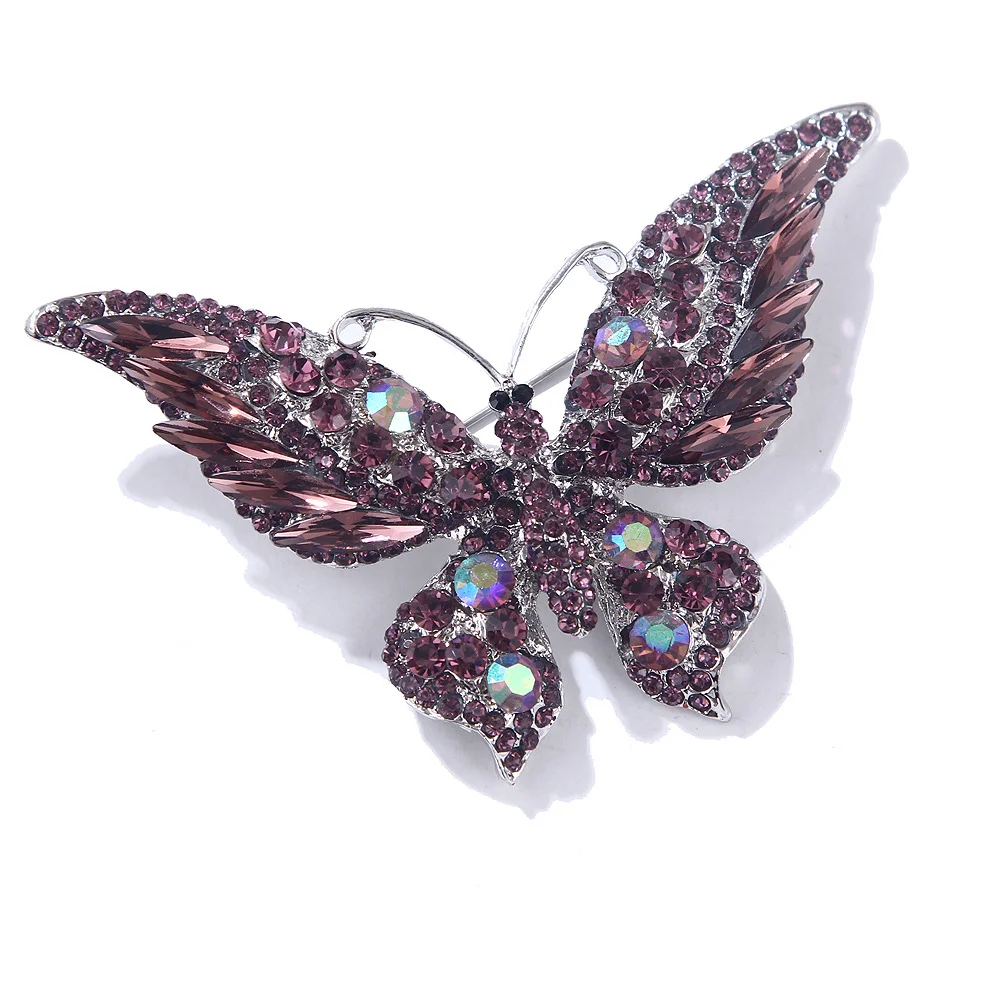 New Design Retro Crystal Rhinestone Butterfly Brooch Pins Multi-Color Big Insect Brooch for Weddings Gifts Cheap Price Wholesale