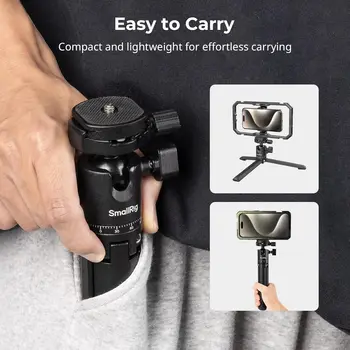 SmallRig Portable Mini Desktop Tripod, Aluminum Alloy Compact Small Tabletop Tripod with 360 Ball Head, 1/4 Screws Quick product image