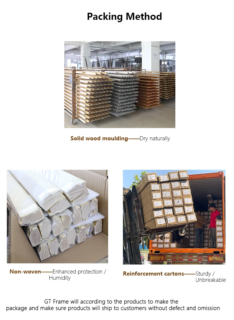 Ornate Wood Oil Painting Photo Frames Handmade Gold Foil Solid Wooden