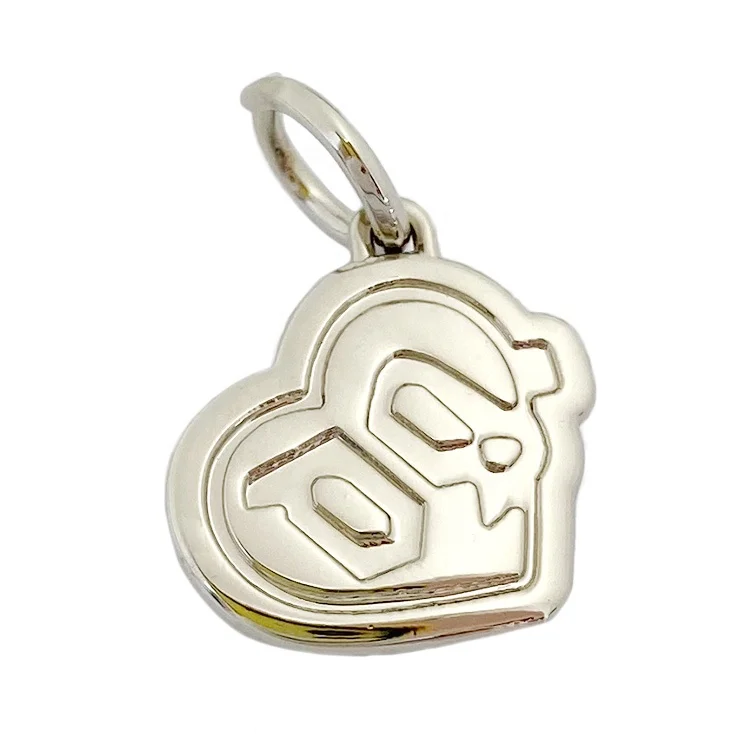 Personalized Embossed logo Heart Shaped Custom Engraved Jewelry Tags for Bracelet