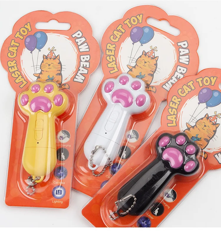 New Arrival Paw Shape Usb Charge Laser Pointer Pet Cat Toys Interactive