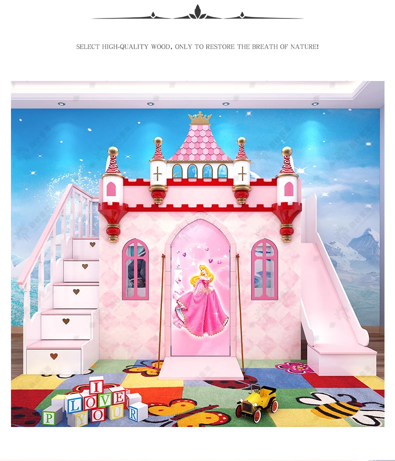 Factory Sale Modern Wooden Bed Kids Bunk Beds With Drawers Princess Bed