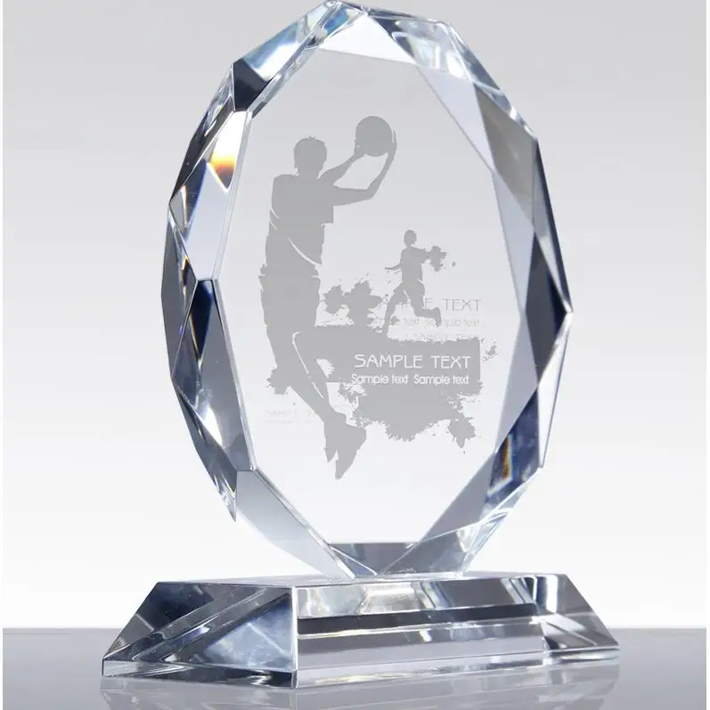 New Design Cheapest Octagon Diamond Shape Glass Crystal Award for Authorization Medal