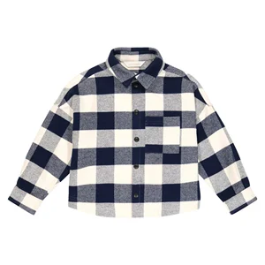 2026 OEM/ODM Kid's Fashionable Design Cotton Plaid Patch Pocket Shirt Jacket for Boys