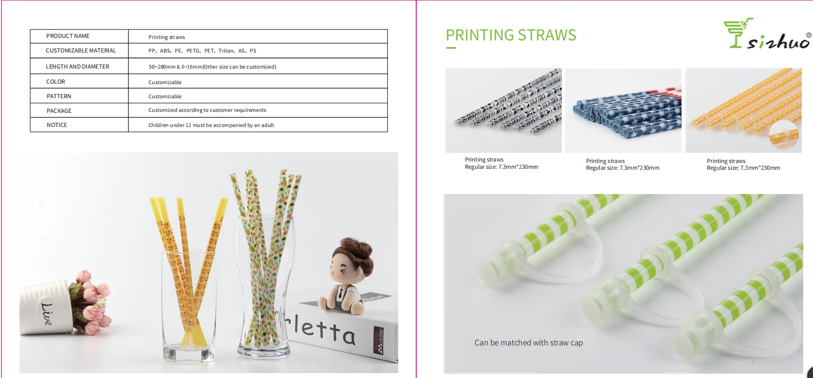 Reusable Straws With Design,12 In Plastic Drinking Straws In Bulk,Extra