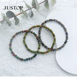 Fashion Jewelry Handmade Women Geometric Trendy Natural Stone Delicate Crystal Stainless Steel Gold Plated Beads Bracelet