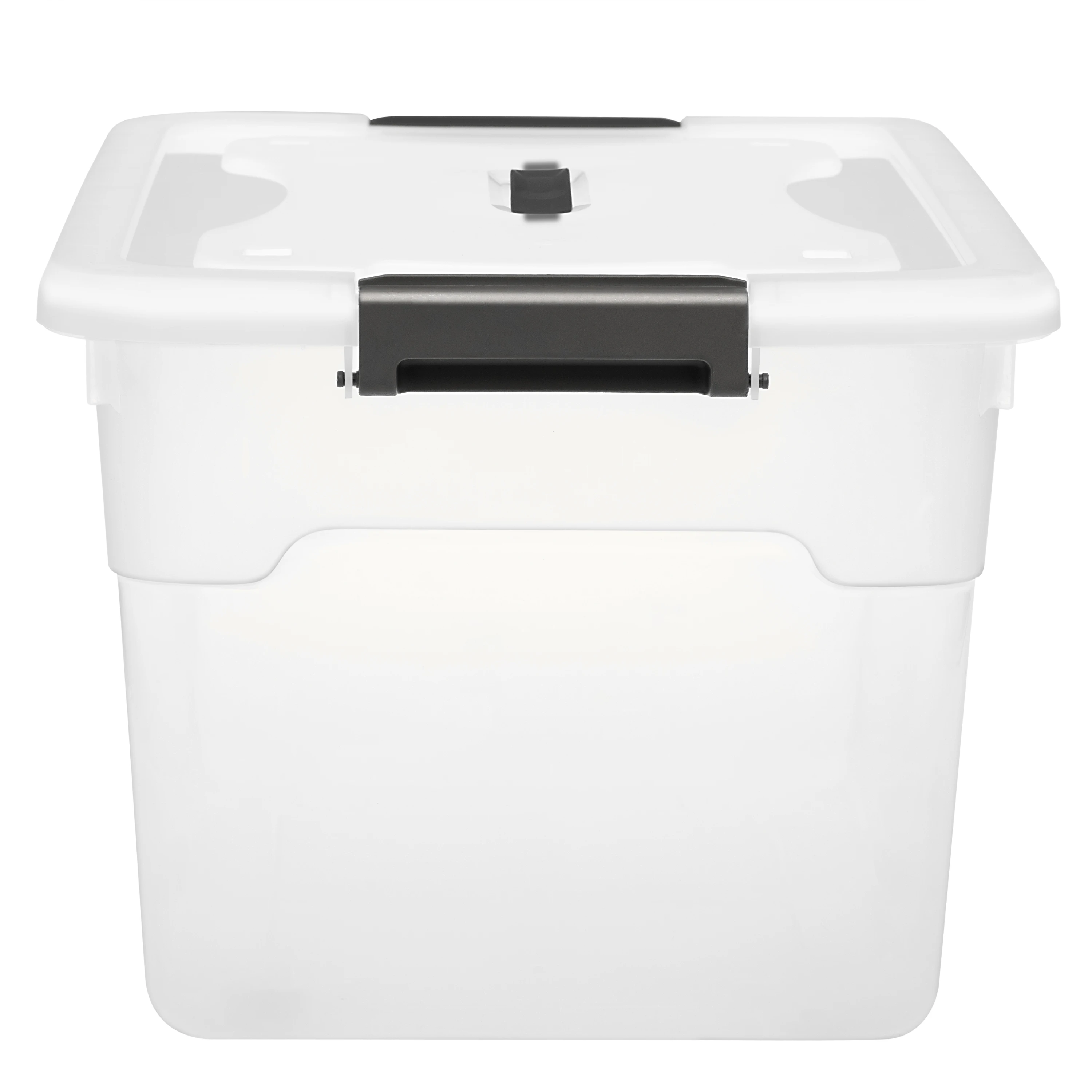 4pk 30L 45L 60L Stackable Large  Plastic Storage Box With Lid Clear Plastic Box Organizer With Handle