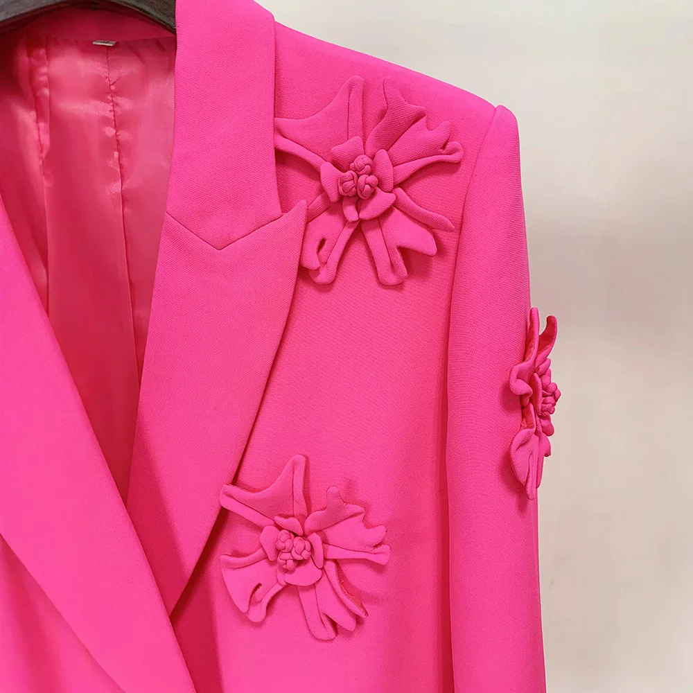 Hot Selling New Fashion Double-breasted Heavy-duty Three-dimensional Flower-decorated Suit Jacket