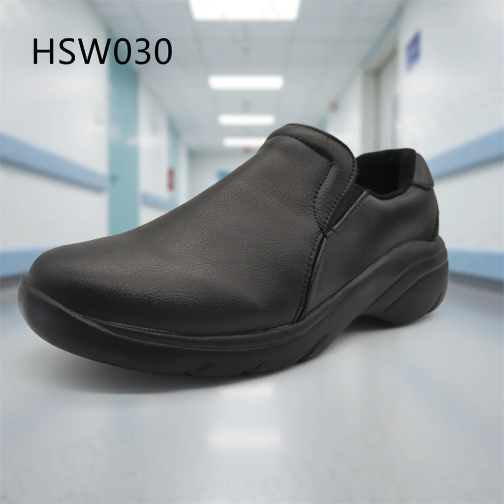 ZYF,USA Market Full Grain Leather Easy Wear Black/white Safety Shoes Healthcare Reduce Foot Stress Sole Work Clogs HSW030