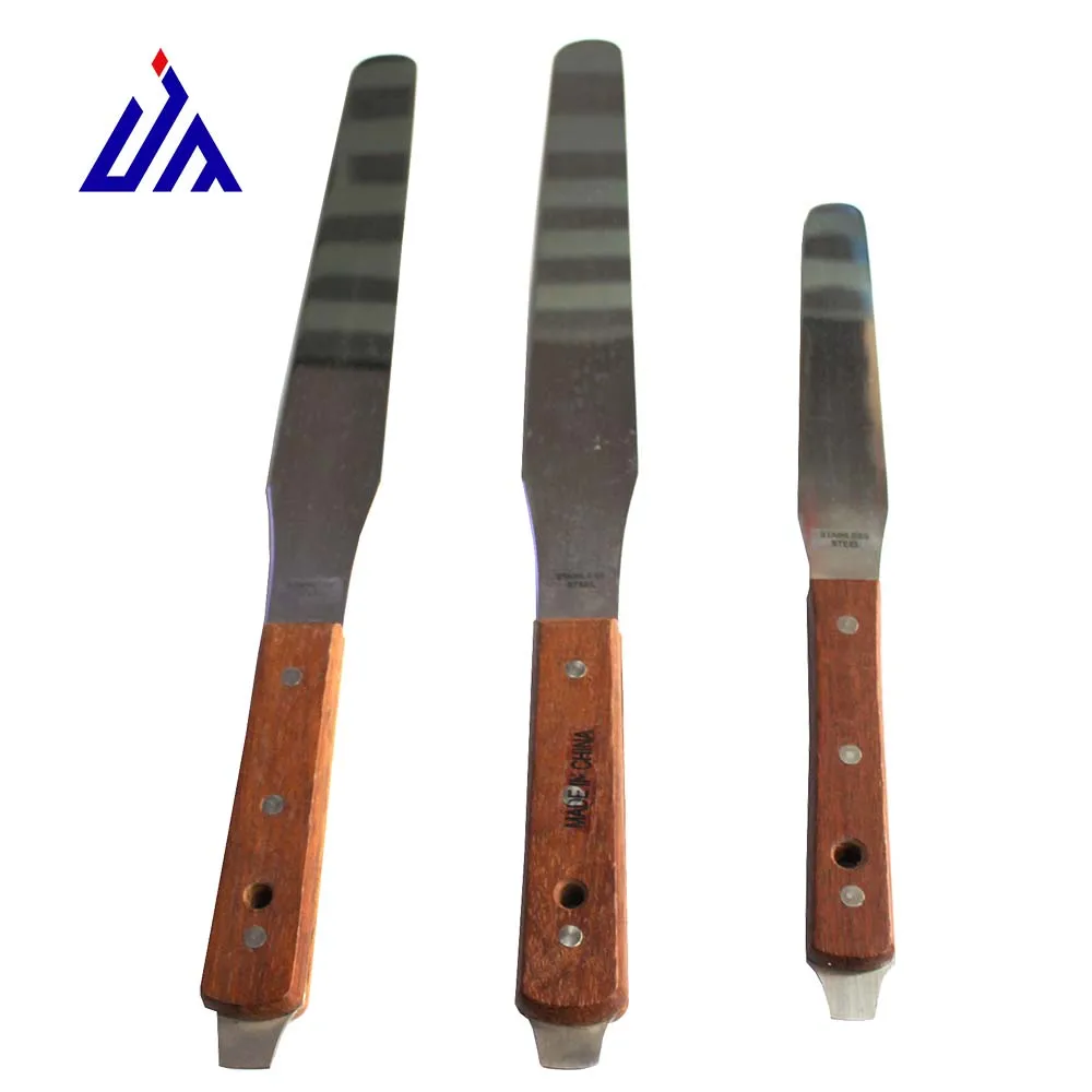 Kualiti Tinggi Pisaussa Stainless Steel dengan Tangkai Kayu Spatula untuk Tinta Cetakan Skrin