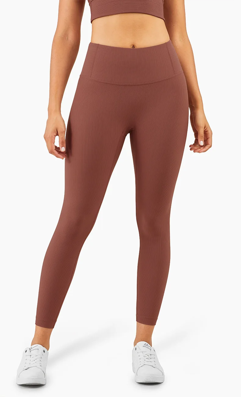 Buy Dark Brown Leggings,Ribbed Gym 