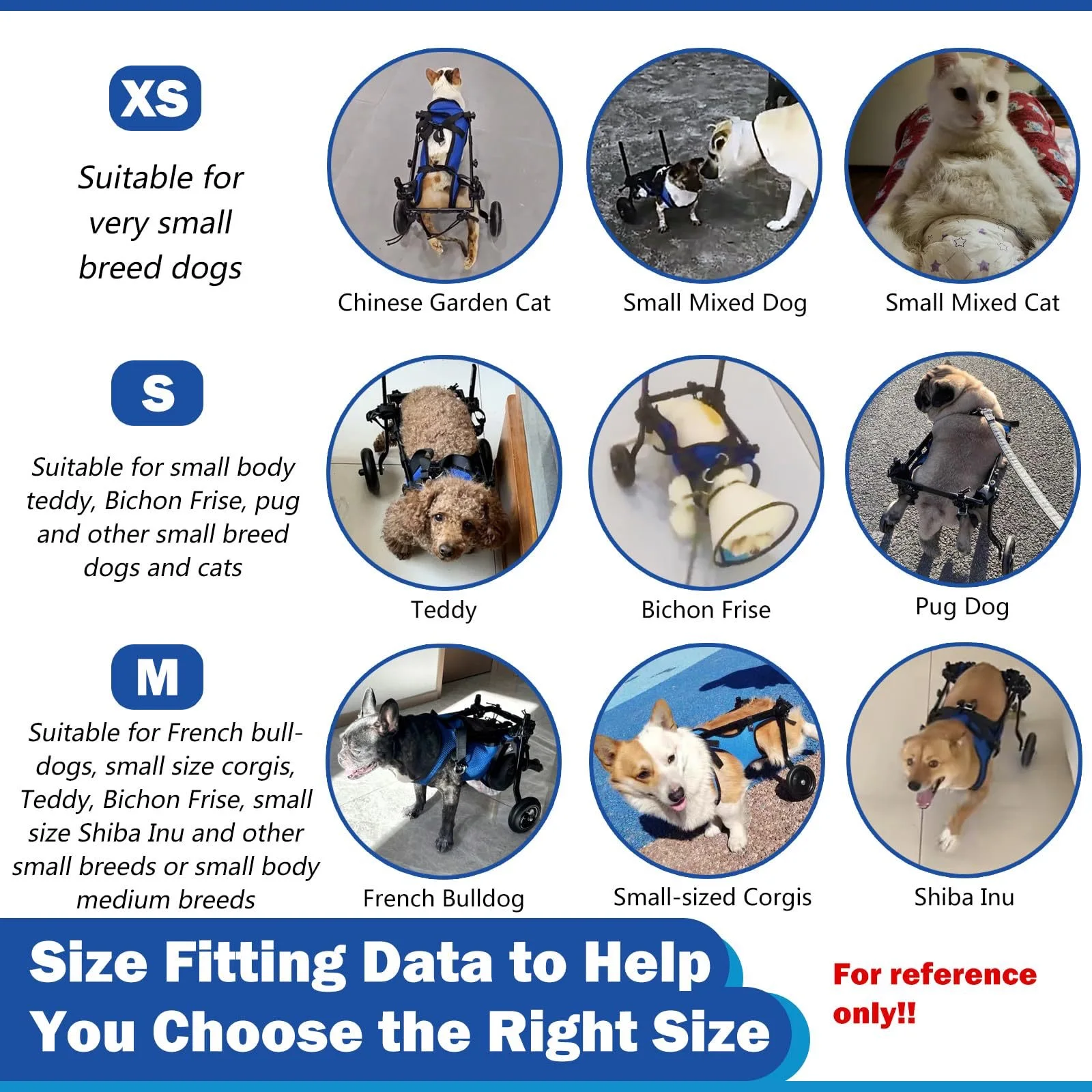 Light Weight Adjustable Wheelchair for Back Legs Disabled Dog Mobility Aids for Small Medium Pets