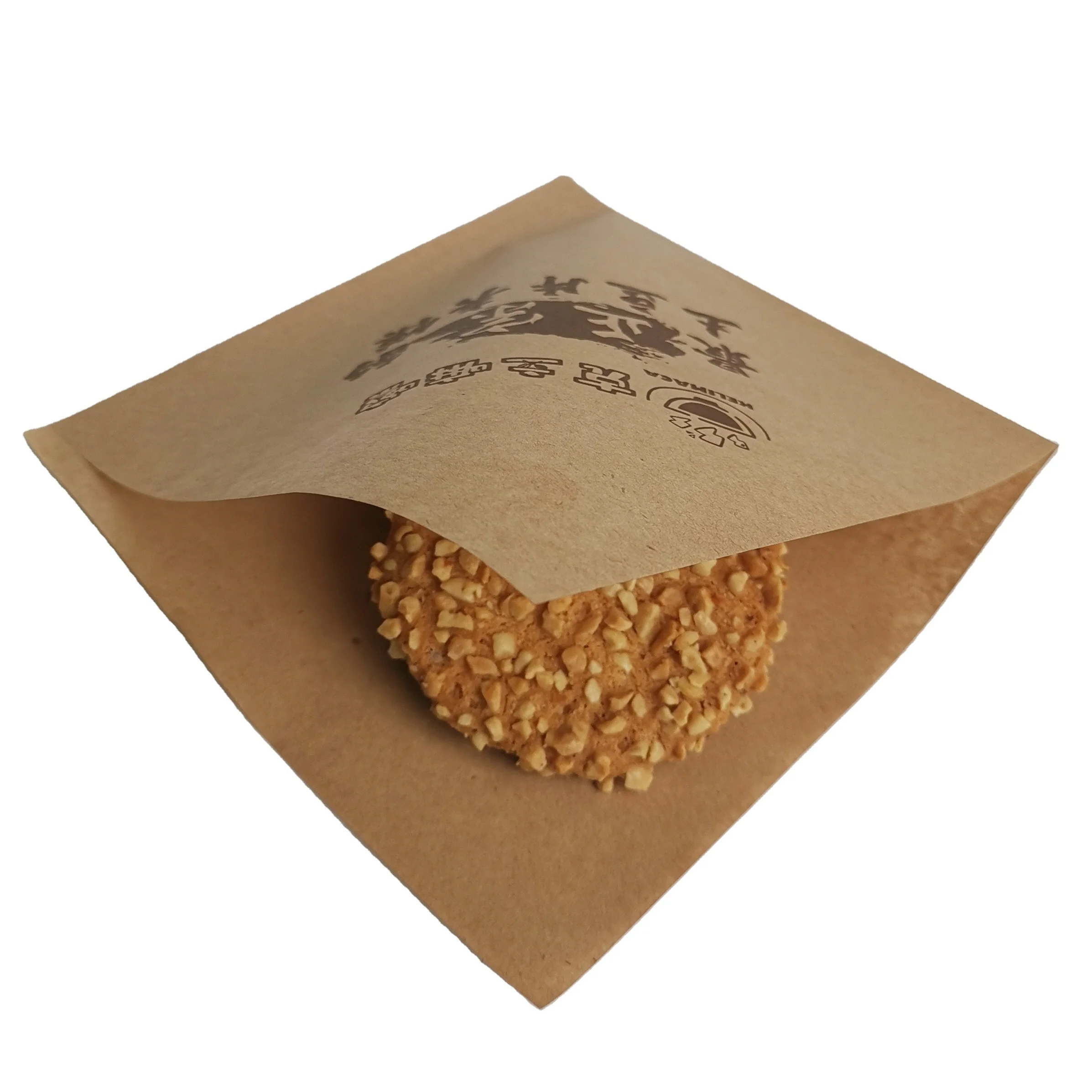 Sandwich Grease Proof Triangle Bag Doughnut Snack L Shaped Double Open Bread Packaging Brown Kraft Paper Grocery Cookie Bag