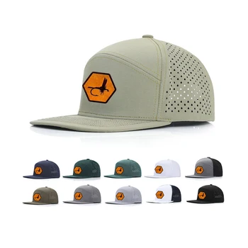 6 Panel Quick Dry Mens Fit Hydro Waterproof Performance Laser Holes Polyester Perforated Golf Baseball Hat Caps Hats for Men