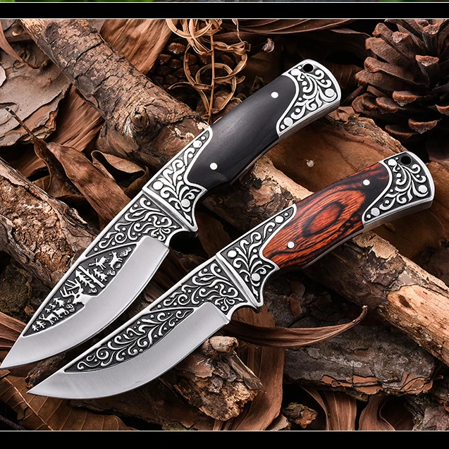 Classic Model Retro Fixed Knife Delicate Sculpture Pictures Self Defense Knives Fixed Blade Knife