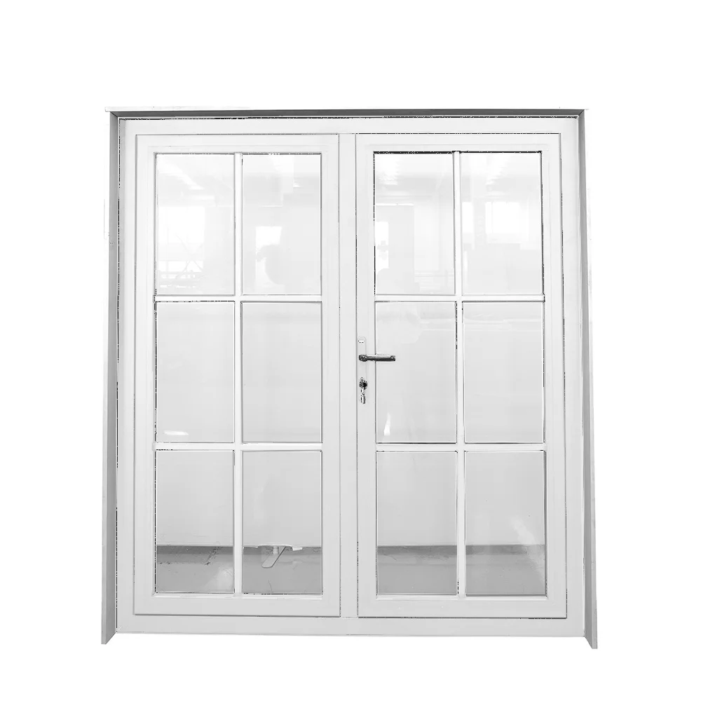 White Aluminum Frame Casement Glass Doors Apartment Glass Door Grille Design with Double Glazing Glass